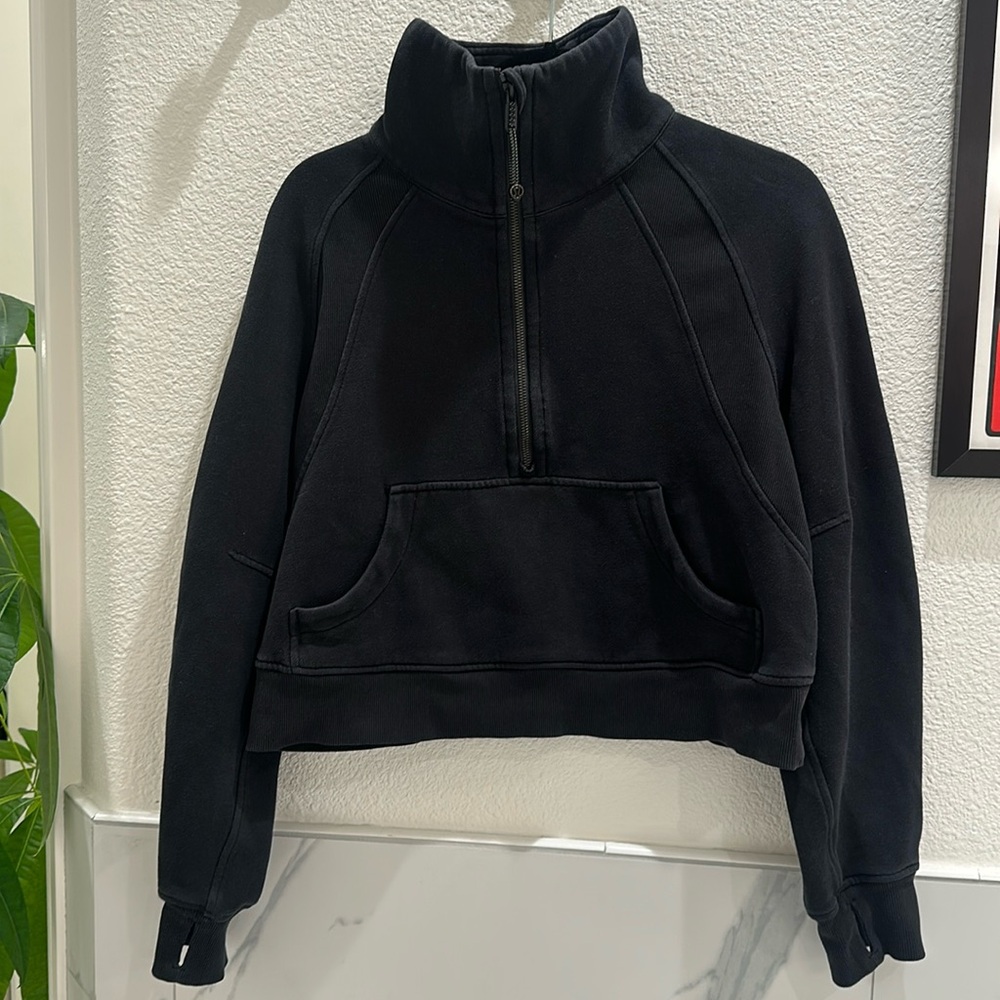 Lululemon Scuba Oversized Funnel Neck Pullover Sweatshirt Black Half Zip XS/S